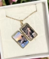 Güneş Desenli Çift Fotoğraflı Kolye