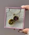 Fotoğraflı ve Yazılı Yuvarlak Altın Kapaklı Kolye ( 1,5 cm )