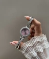 Pembe Gümüş Çiçekler Vintage Saat