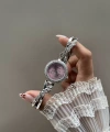 Pembe Gümüş Çiçekler Vintage Saat