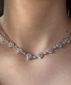 Pembe Kalp Motifli Zincir Choker
