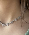 Pembe Kalp Motifli Zincir Choker
