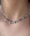 Pembe Kalp Motifli Zincir Choker