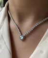 Kalpli Swarovski Su Yolu Kolye | Çelik