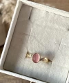 Pembe Taşlı Kanatlı Vintage Yüzük I 14 Altın Kaplama