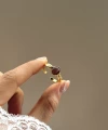 Bordo Taşlı Kanatlı Vintage Yüzük I 14 Altın Kaplama