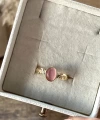 Pembe Taşlı Kanatlı Vintage Yüzük I 14 Altın Kaplama