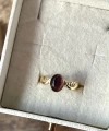 Bordo Taşlı Kanatlı Vintage Yüzük I 14 Altın Kaplama
