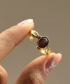 Bordo Taşlı Kanatlı Vintage Yüzük I 14 Altın Kaplama