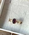 Bordo Taşlı Kanatlı Vintage Yüzük I 14 Altın Kaplama