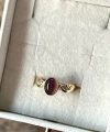 Bordo Taşlı Kanatlı Vintage Yüzük I 14 Altın Kaplama