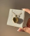 Kapaklı Çift Fotoğraflı Kalp Kolye(1,7 cm)
