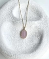 Pembe Oval Taşlı Kolye I 925 Gümüş
