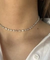 Kalp ve Geometrik Motifli Choker Zincir Kolye I 925 Gümüş