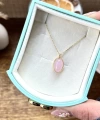 Pembe Oval Taşlı Kolye I 925 Gümüş