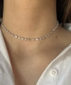 Kalp ve Geometrik Motifli Choker Zincir Kolye I 925 Gümüş