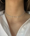 Kalp ve Geometrik Motifli Choker Zincir Kolye I 925 Gümüş