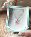 Pembe Mineli Kalp Kolye I 925 Gümüş