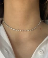 Kalp ve Geometrik Motifli Choker Zincir Kolye I 925 Gümüş
