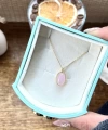 Pembe Oval Taşlı Kolye I 925 Gümüş