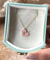 Pembe Mineli Kalp Kolye I 925 Gümüş
