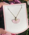 Pembe Yelpaze Kolye I Çelik