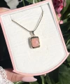 Pembe Taşlı Dörtgen Kolye I Çelik