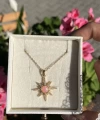 Pembe Opal Taşlı Kuzey Yıldızı Kolye I Çelik