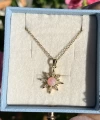 Pembe Opal Taşlı Kuzey Yıldızı Kolye I Çelik