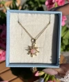 Pembe Opal Taşlı Kuzey Yıldızı Kolye I Çelik