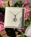 Pembe Opal Taşlı Kuzey Yıldızı Kolye I Çelik