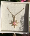 Pembe Opal Taşlı Kuzey Yıldızı Kolye I Çelik