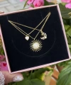 Güneş ve Opal Hilal Kolye Kombini I 925 Gümüş
