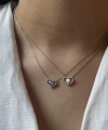 Opal Taşlı Kalp Kolye I 925 Gümüş