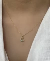 Opal Taşlı Minimal Hilal Kolye I 925 Gümüş