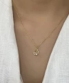 Opal Taşlı Minimal Hilal Kolye I 925 Gümüş