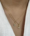Opal Taşlı Minimal Hilal Kolye I 925 Gümüş