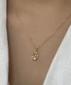 Opal Taşlı Minimal Hilal Kolye I 925 Gümüş