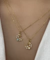 Opal Taşlı Minimal Hilal Kolye I 925 Gümüş