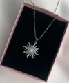 Opal Taşlı Sun Kolye I Çelik