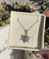 Opal Taşlı Sun Kolye I Çelik