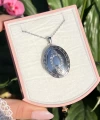 Oval Desenli Çift Fotoğraflı Kolye I Çelik
