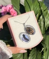 Oval Desenli Çift Fotoğraflı Kolye I Çelik