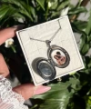Oval Desenli Fotoğraflı Kapaklı Kolye I Çelik