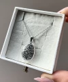 Oval Desenli Minimal Çift Fotoğraflı Kolye I Çelik (1,5 cm)