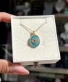 Oval Mavi Etnik Göz Kolye I Çelik