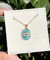 Oval Mavi Etnik Göz Kolye I Çelik