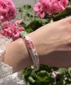 Pastel Kalın Pembe Yeşil Lotus Mineli Bileklik