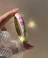 Pastel Kalın Mix Pembe Lotus Mineli Bileklik