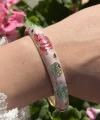 Pastel Kalın Pembe Yeşil Lotus Mineli Bileklik